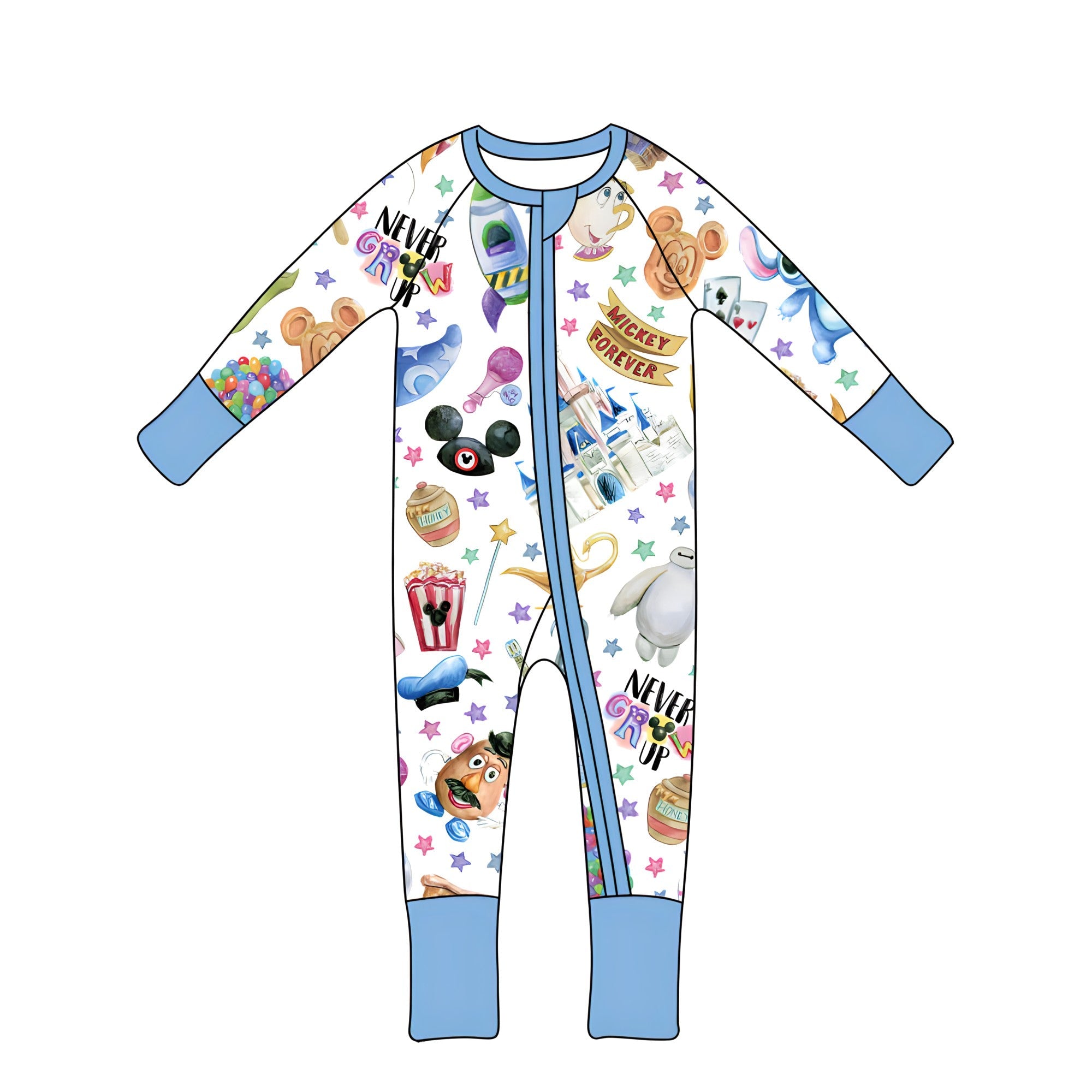 Copy of Magical Place (Blue Trim) (Onesie PJs) PRE-ORDER-pyjamas-Elie’s Bows